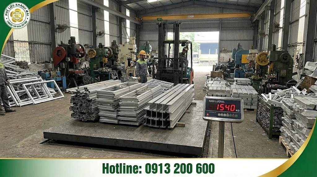 Cân kiểm khối lượng nhôm phế liệu trước khi nghiệm thu