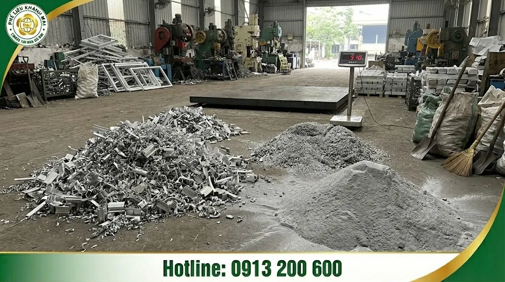 Vụn nhôm, mạt nhôm và bột nhôm chờ phân loại để thu mua