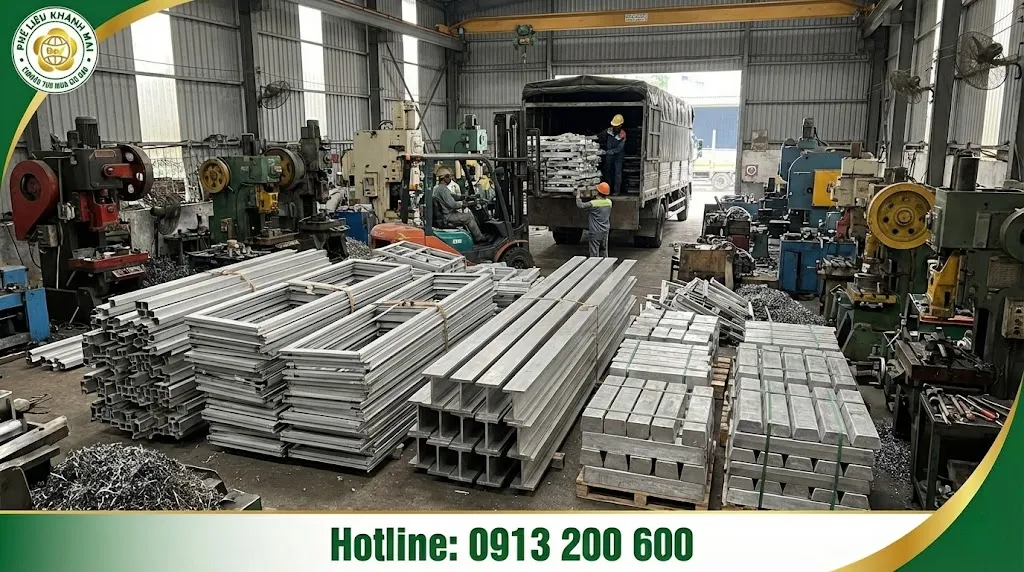 Thu gom nhôm phế liệu tại xưởng cơ khí với lô hàng đã tập kết