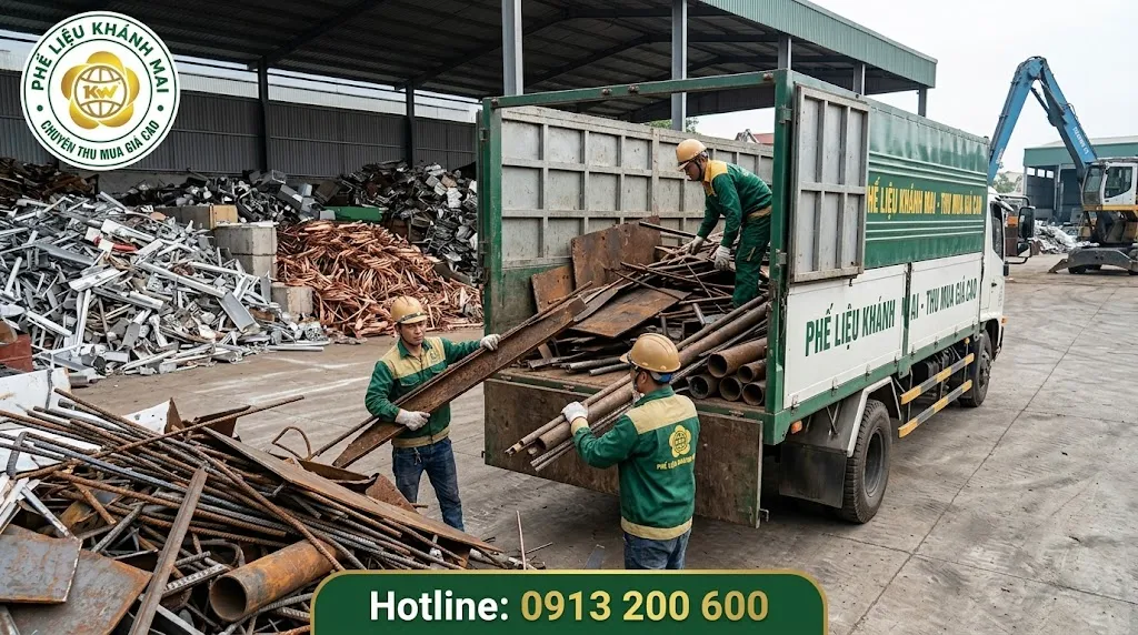 Hỗ trợ bốc xếp sắt vụn tại kho xưởng Bình Tân