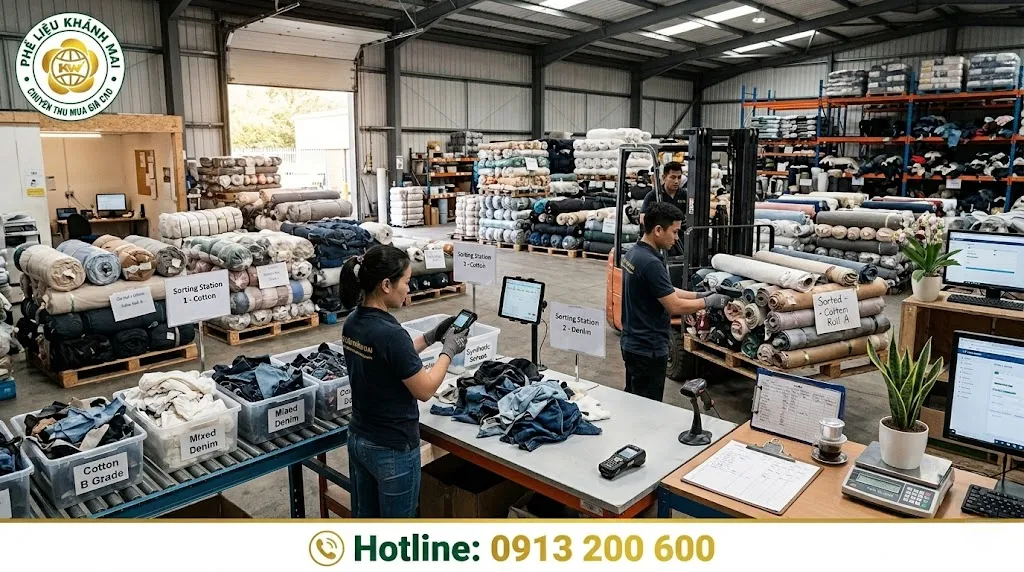 Phân loại vải thanh lý trong kho để báo giá nhanh hơn