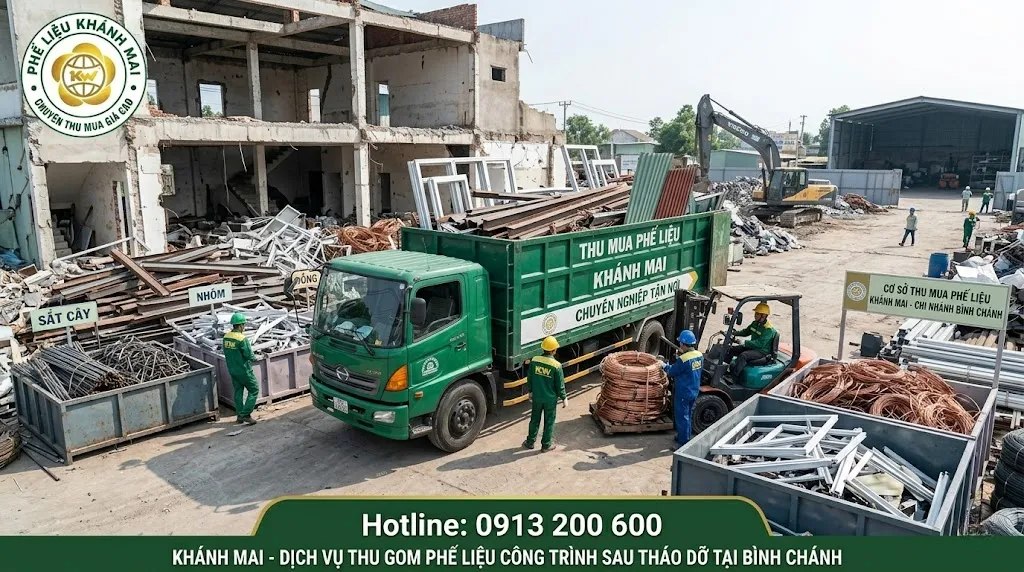 Thu gom phế liệu công trình sau tháo dỡ tại Bình Chánh