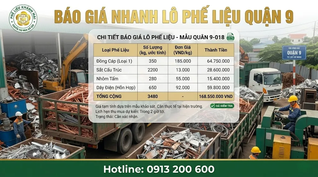 Báo giá nhanh cho lô phế liệu tại khu vực Quận 9