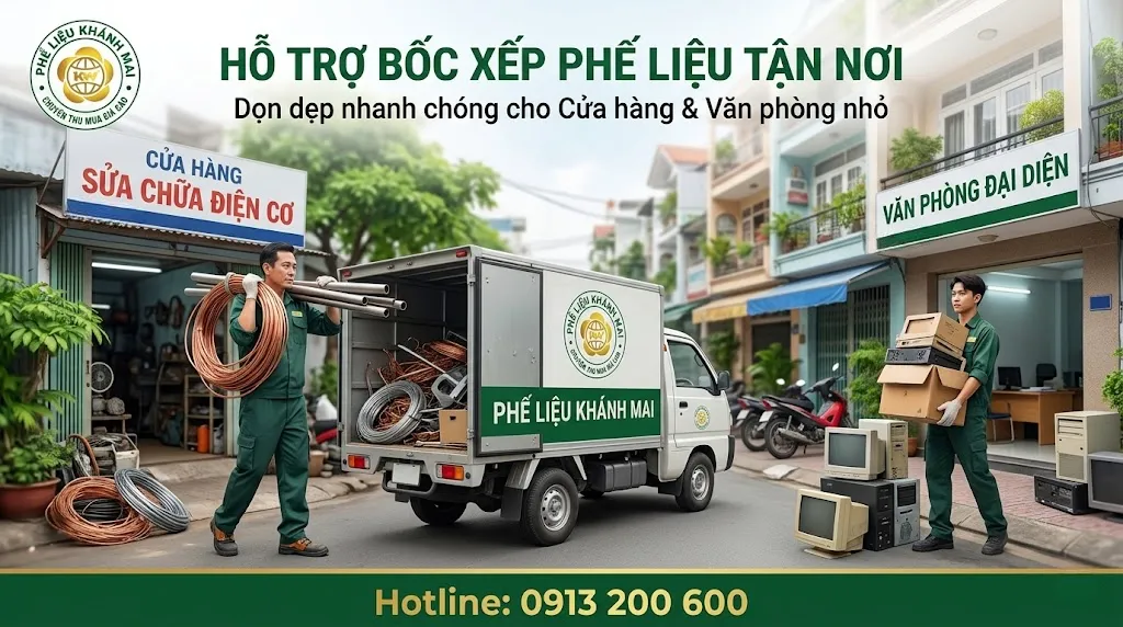 Hỗ trợ bốc xếp phế liệu tại cửa hàng và văn phòng nhỏ