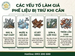Các yếu tố làm giá phế liệu bị trừ khi cân tại điểm thu mua