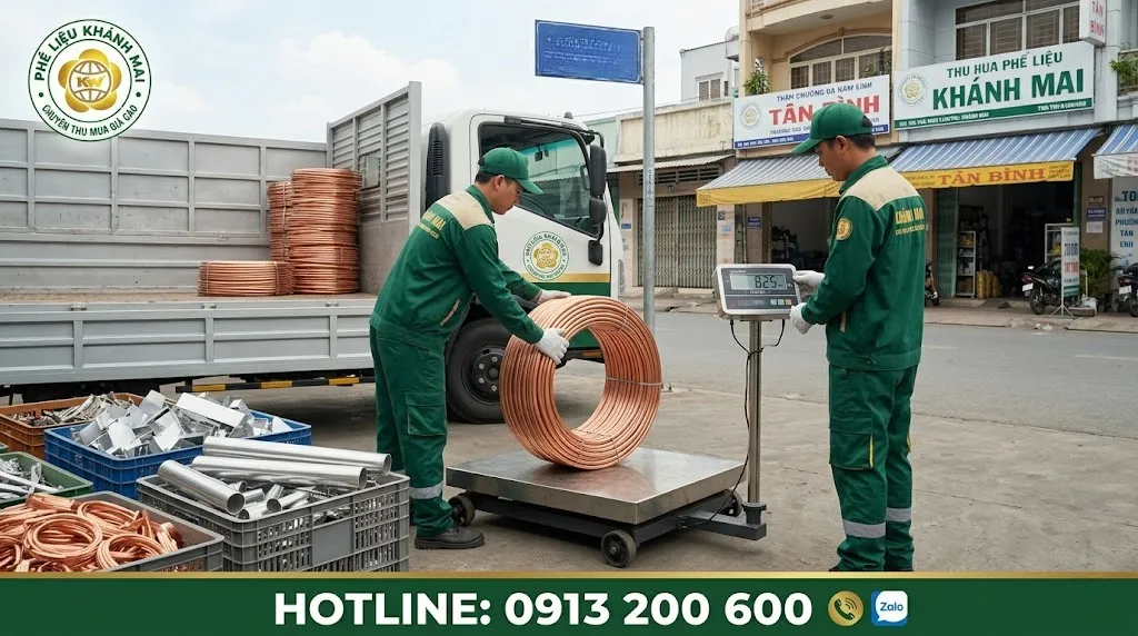 Cân đo phế liệu trực tiếp tại quận Tân Bình