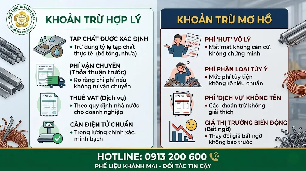 So sánh khoản trừ hợp lý và khoản trừ mơ hồ khi bán phế liệu