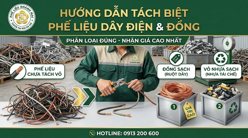 Tách riêng dây điện và đồng trước khi bán phế liệu