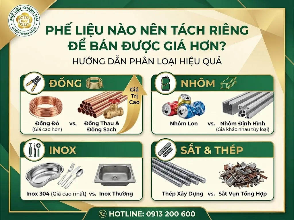 Phế liệu nào nên tách riêng để bán được giá hơn?