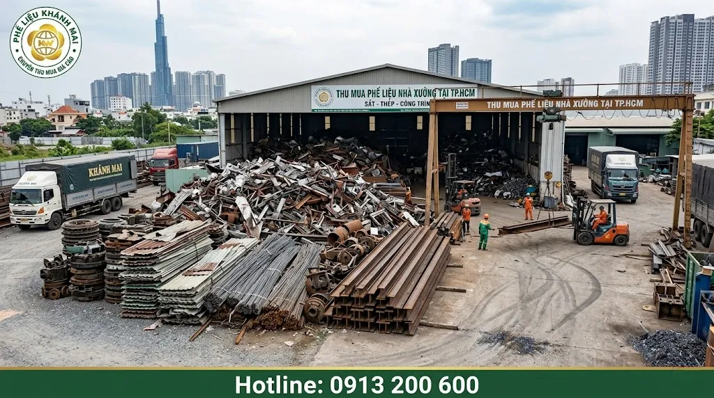Thu mua phế liệu nhà xưởng tại TPHCM với sắt thép tập kết trong xưởng