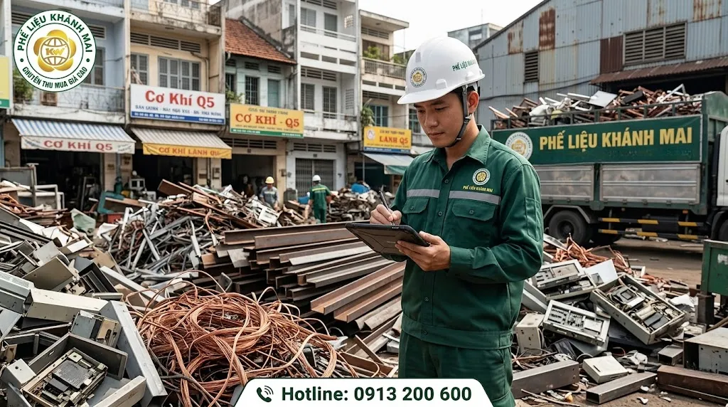 Phế Liệu Khánh Mai trực tiếp khảo sát chất lượng vật tư cần thu mua phế liệu quận 5.