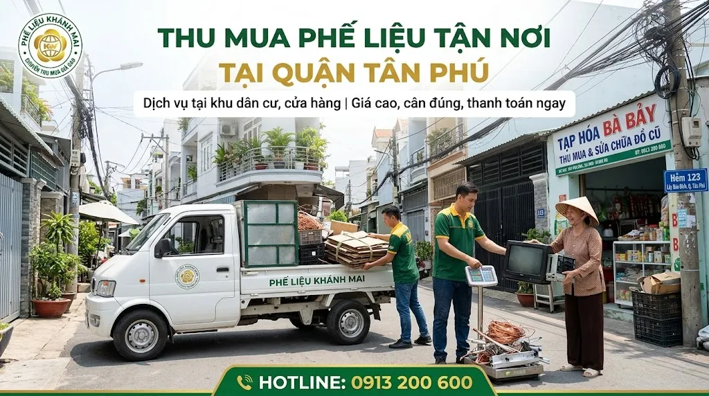 Thu mua phế liệu tận nơi tại khu dân cư và cửa hàng ở quận Tân Phú