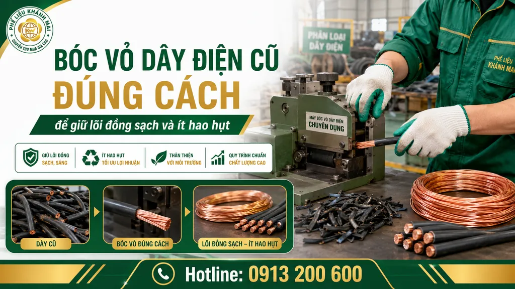 Bóc vỏ dây điện cũ đúng cách để giữ lõi đồng sạch và ít hao hụt