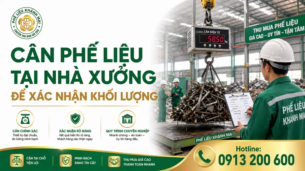 Cân phế liệu tại nhà xưởng để xác nhận khối lượng