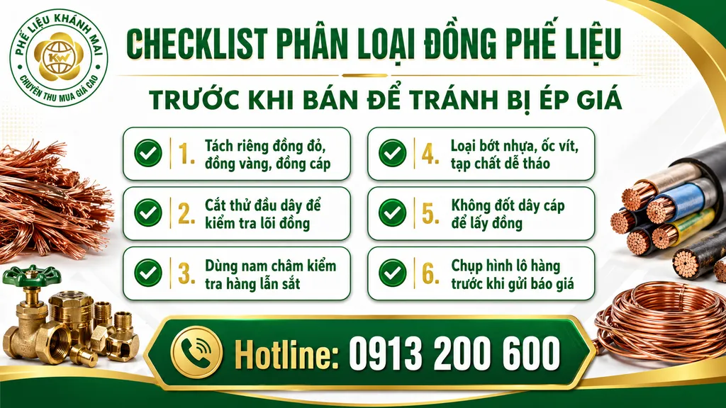 Checklist phân loại đồng phế liệu trước khi bán để tránh bị ép giá