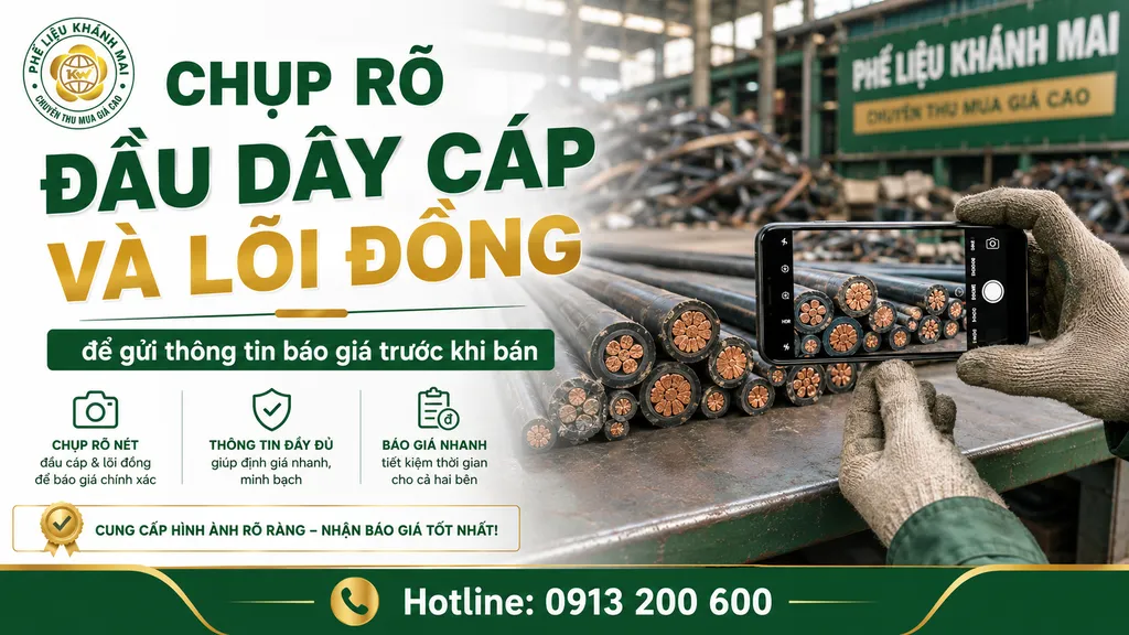 Chụp rõ đầu dây cáp và lõi đồng để gửi thông tin báo giá trước khi bán