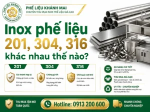 Inox phế liệu 201 304 316 được phân loại riêng trước khi bán