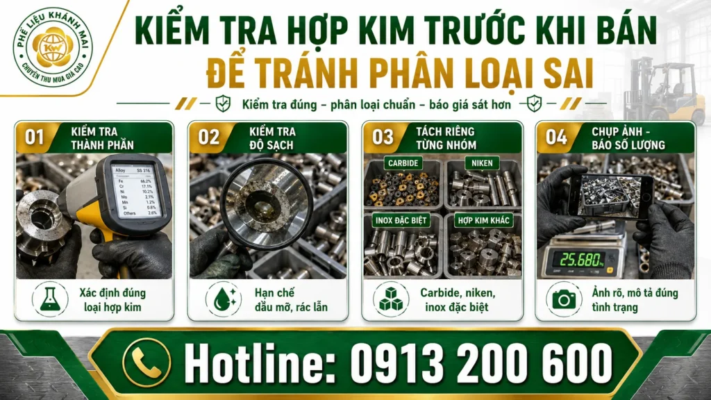 Kiểm tra hợp kim trước khi bán để tránh phân loại sai