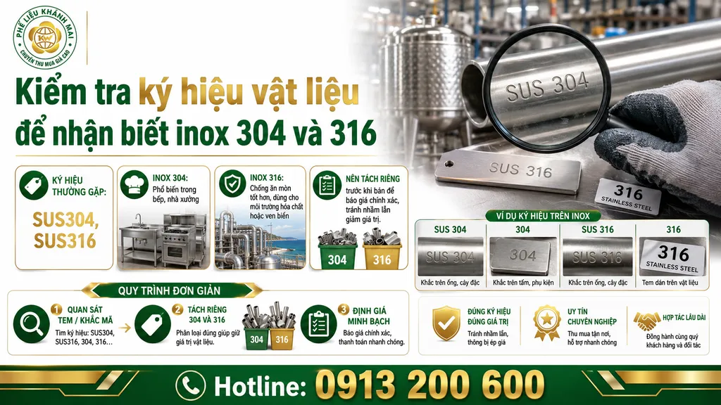 Kiể tra inox bằng ký hiệu vật liệu