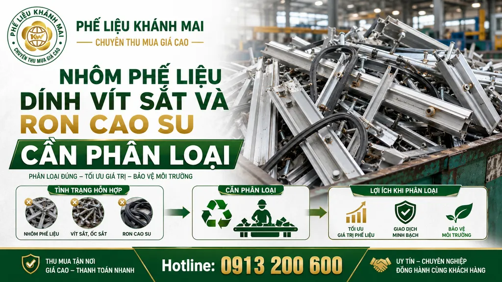 Nhôm phế liệu dính vít sắt và ron cao su cần phân loại
