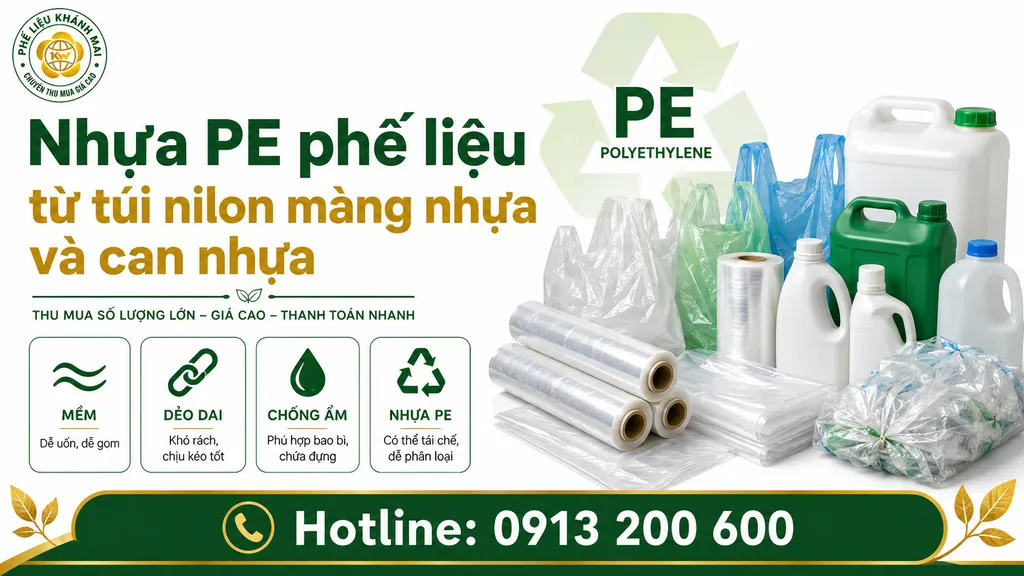Nhựa PE phế liệu từ túi nilon màng nhựa và can nhựa
