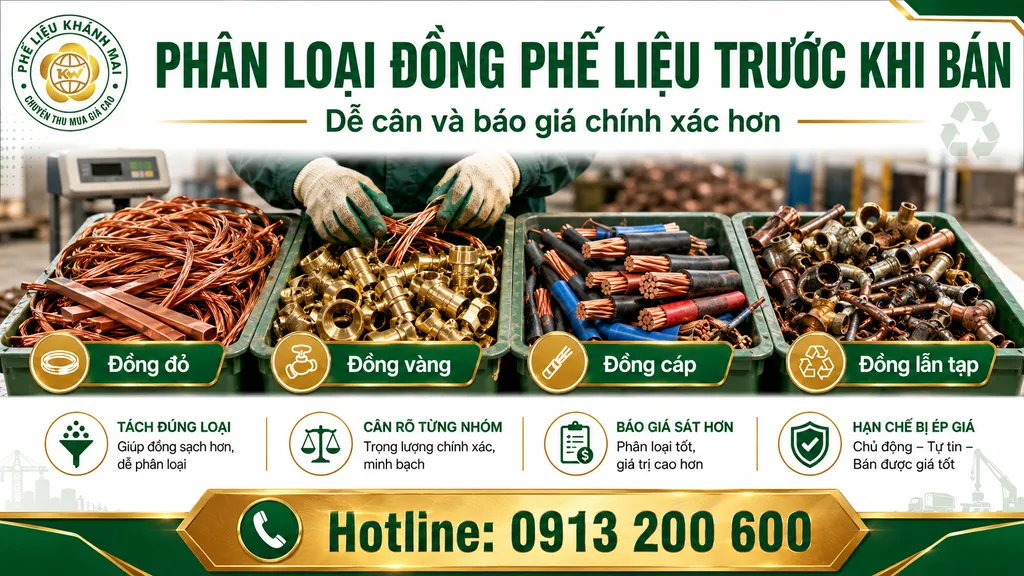 Phân loại đồng phế liệu trước khi bán để dễ cân và báo giá chính xác hơn