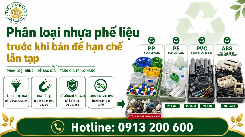 Phân loại nhựa phế liệu trước khi bán để hạn chế lẫn tạp