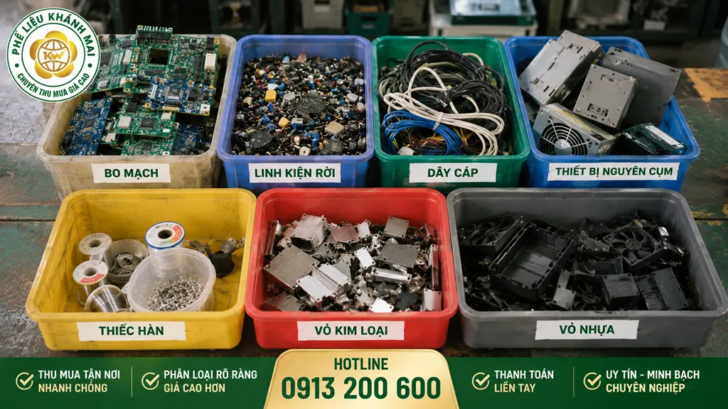 Phân loại phế liệu điện tử trước khi thanh lý để dễ kiểm hàng