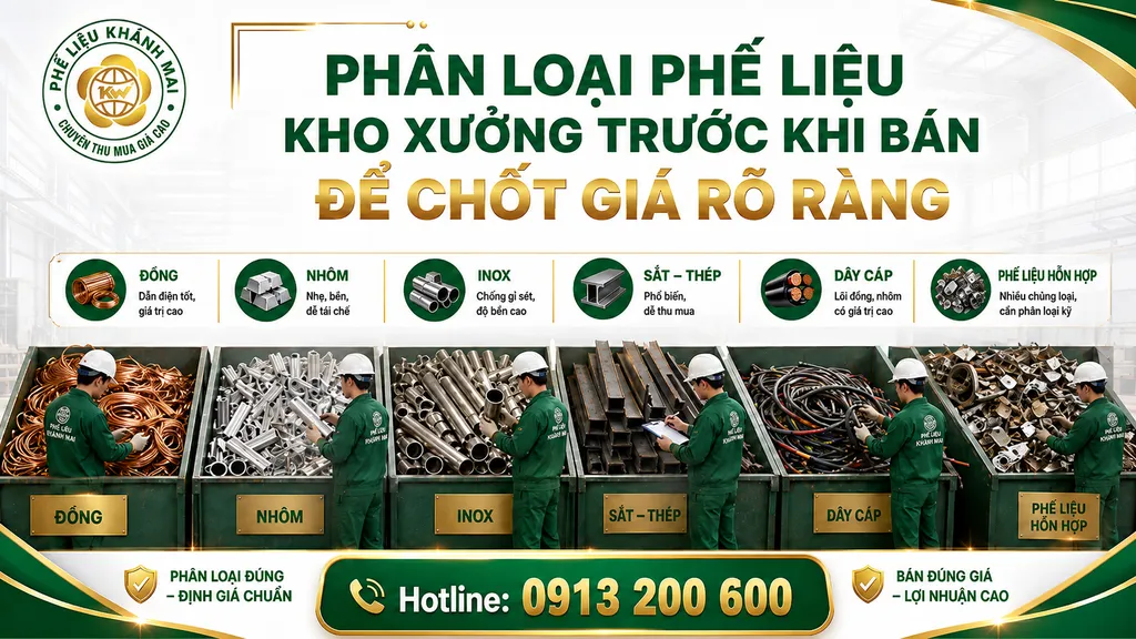 Phân loại phế liệu kho xưởng trước khi bán để chốt giá rõ ràng