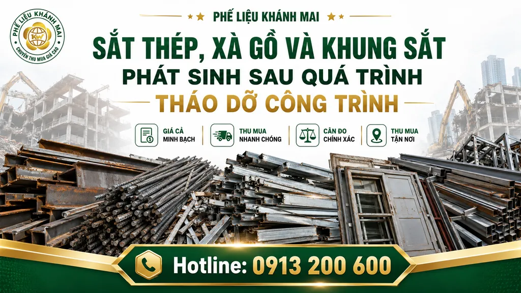 Sắt thép, xà gồ và khung sắt phát sinh sau quá trình tháo dỡ công trình