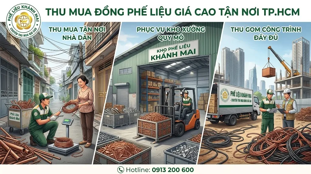 hu mua đồng phế liệu tận nơi tại TPHCM cho nhà dân, kho xưởng và công trình