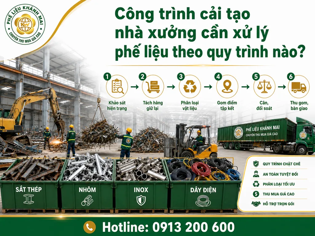 Công trình cải tạo nhà xưởng cần xử lý phế liệu theo quy trình nào?