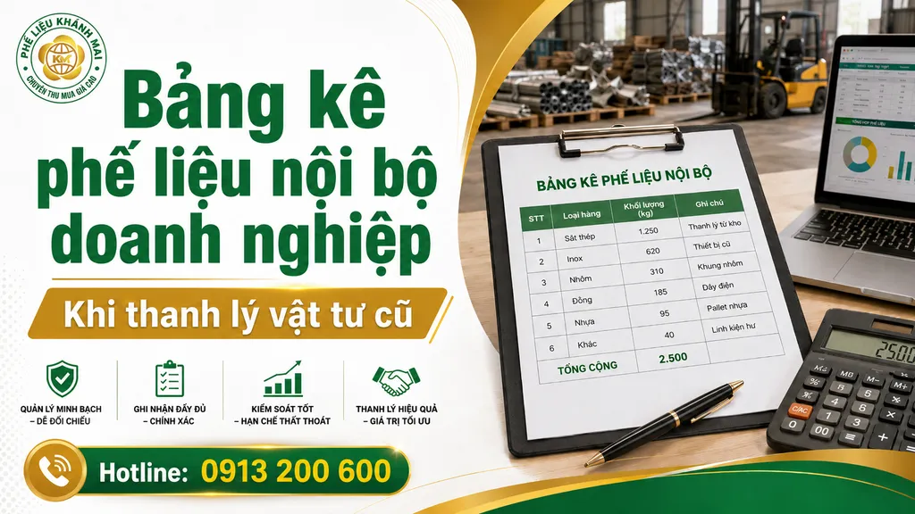 Bảng kê phế liệu nội bộ cho doanh nghiệp khi thanh lý vật tư cũ