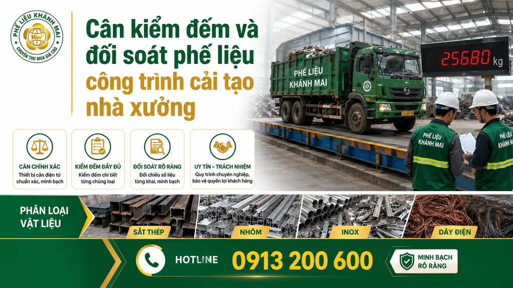 Cân kiểm đếm và đối soát phế liệu công trình cải tạo nhà xưởng