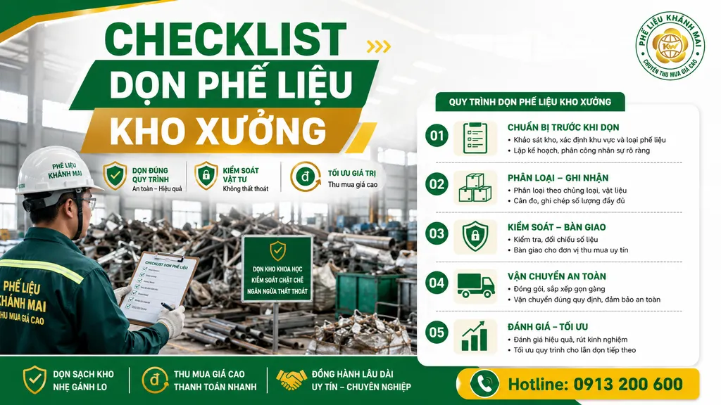 Checklist dọn phế liệu kho xưởng giúp hạn chế thất thoát vật tư