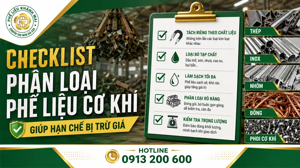 Checklist phân loại phế liệu cơ khí giúp hạn chế bị trừ giá