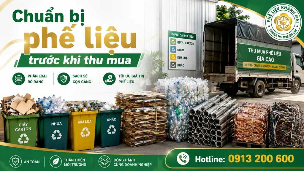 Chuẩn bị phế liệu trước khi thu mua tận nơi tại kho xưởng