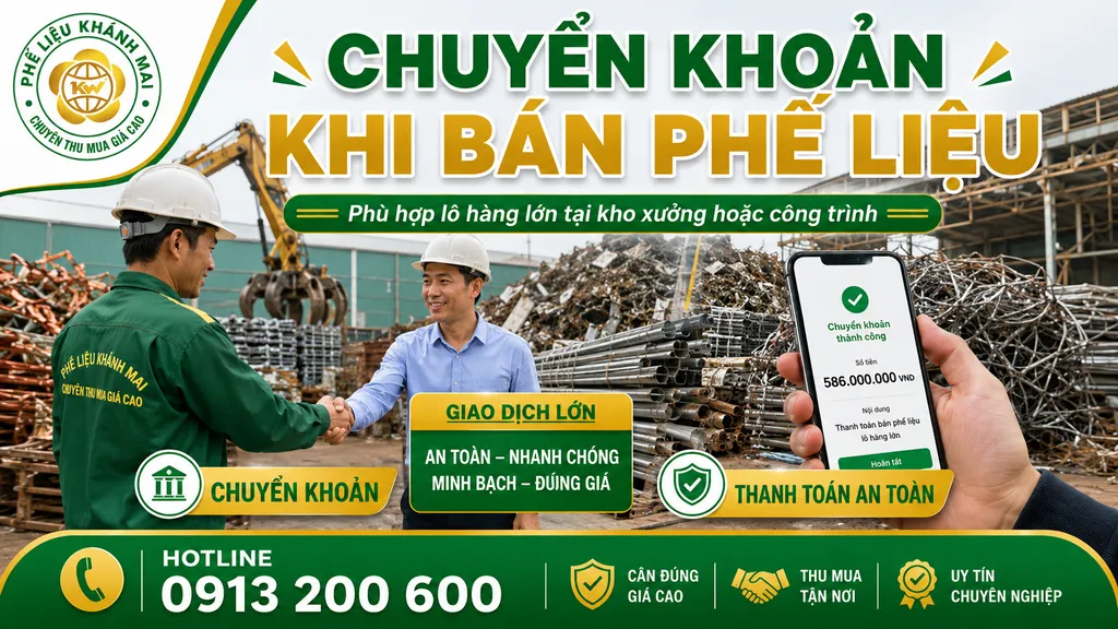 Chuyển khoản khi bán phế liệu số lượng lớn tại kho xưởng hoặc công trình
