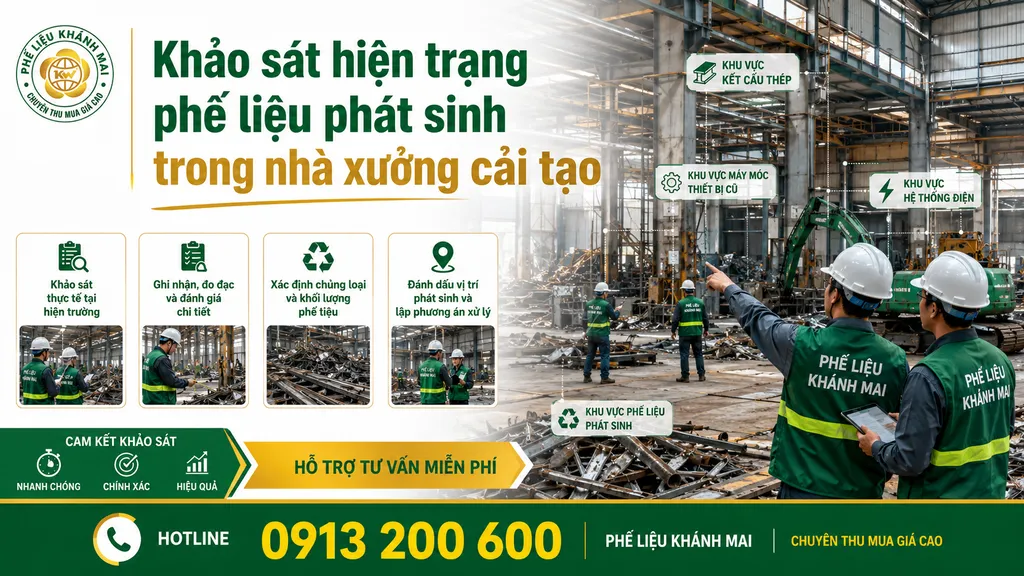 Khảo sát hiện trạng phế liệu phát sinh trong nhà xưởng cải tạo