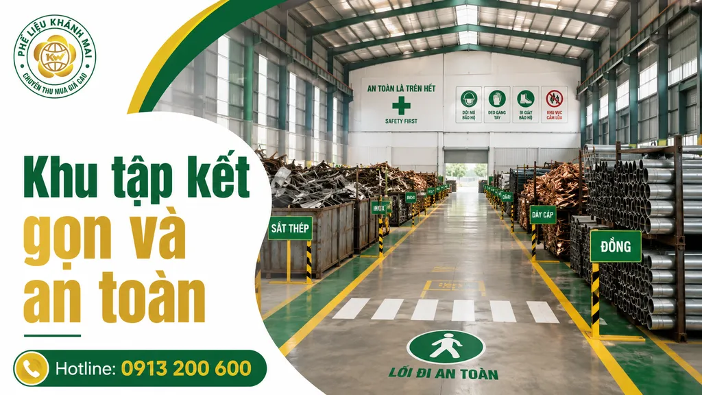 Khu tập kết phế liệu nhà xưởng được bố trí gọn và an toàn