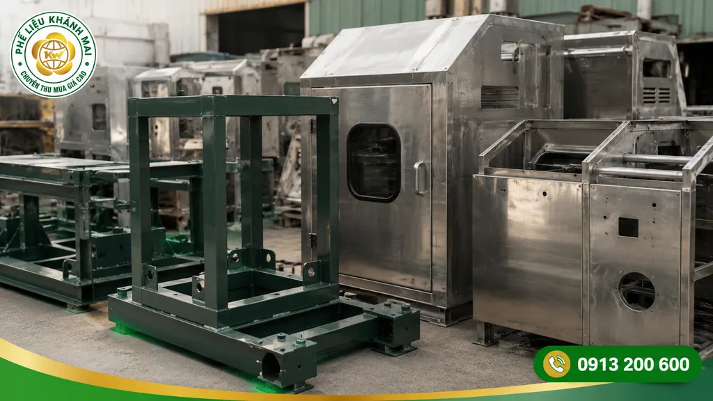 Khung sắt và vỏ inox của máy công nghiệp cũ