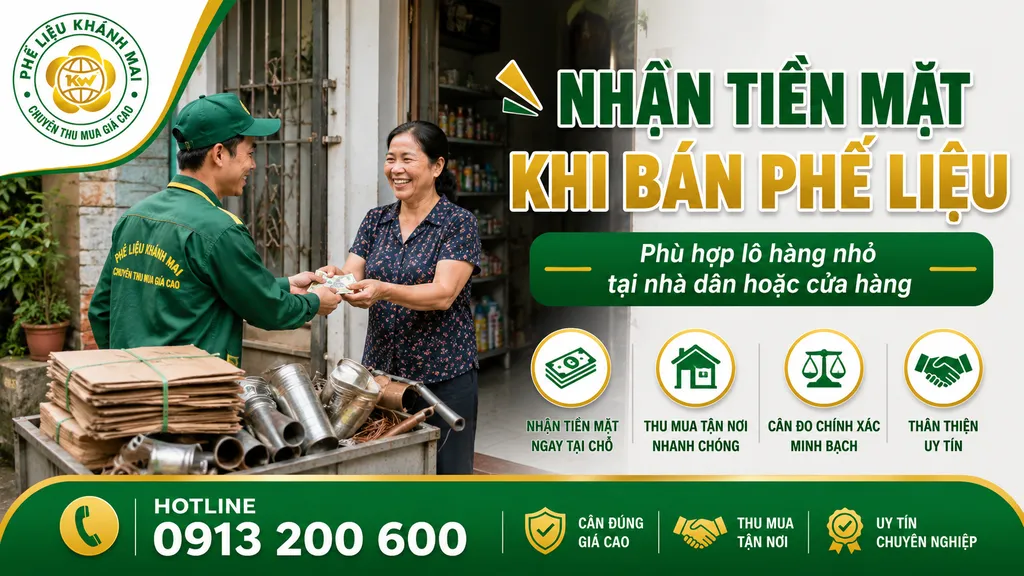 Nhận tiền mặt khi bán phế liệu số lượng nhỏ tại nhà dân hoặc cửa hàng