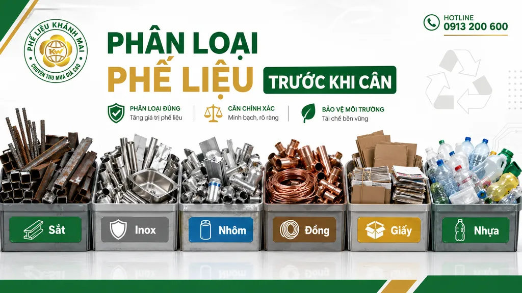 Phân loại sắt inox nhôm đồng giấy nhựa trước khi bán phế liệu tận nơi