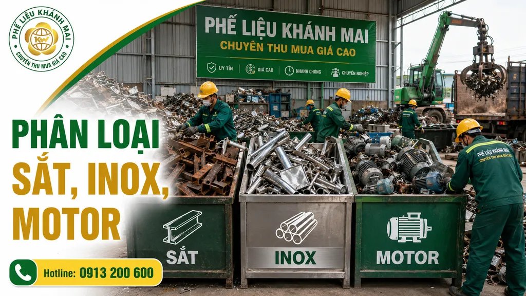 Phân loại sắt thép inox motor phế liệu trước khi bốc xếp