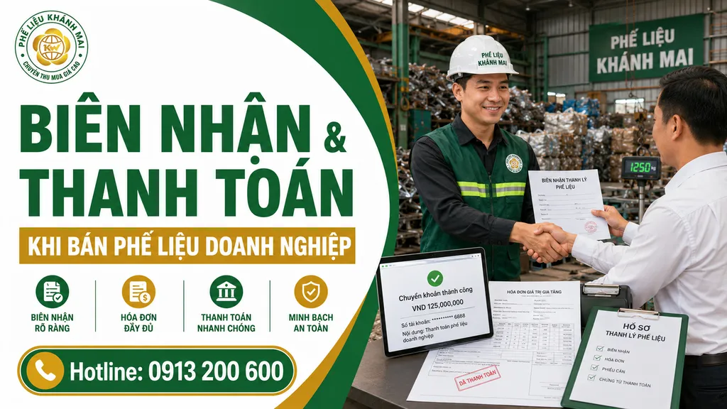 Biên nhận và xác nhận thanh toán khi bán phế liệu doanh nghiệp