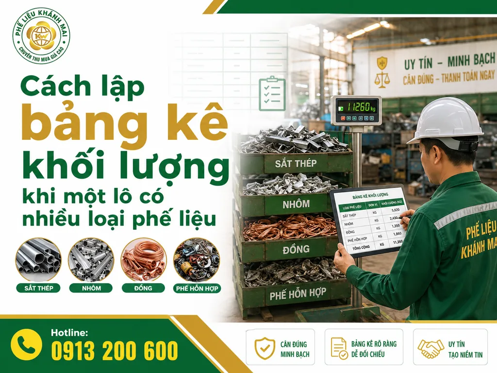 Cách lập bảng kê khối lượng cho lô nhiều loại phế liệu