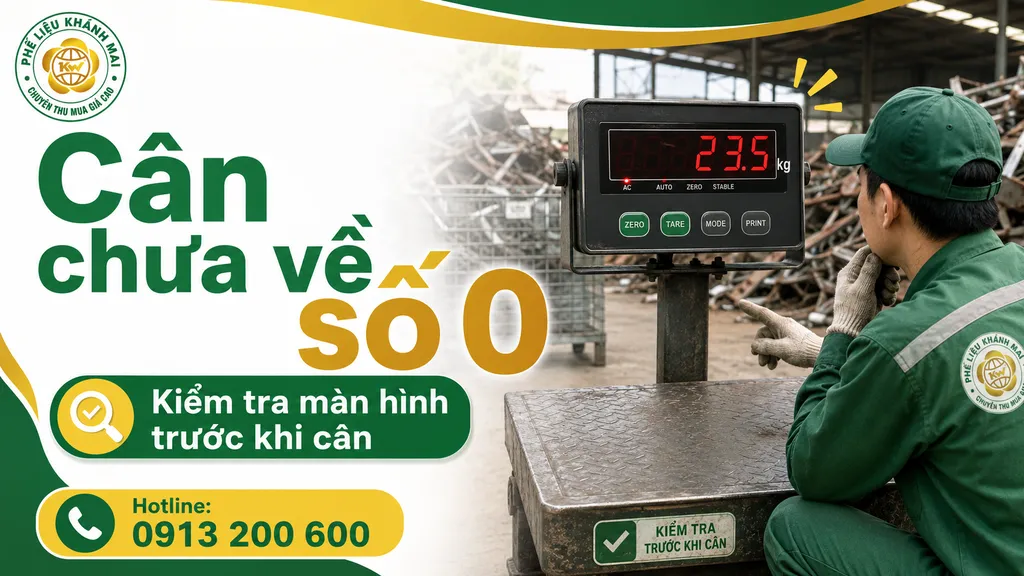 Màn hình cân phế liệu chưa trở về số 0