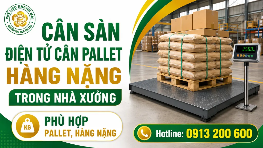 Cân sàn điện tử cân pallet hàng nặng trong nhà xưởng