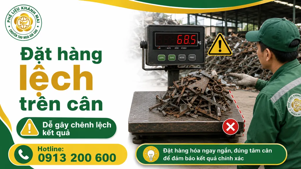 Phế liệu đặt lệch làm kết quả cân bị chênh lệch