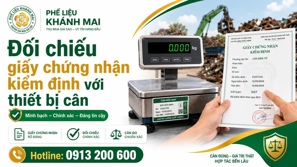 Đối chiếu giấy chứng nhận kiểm định với thiết bị cân